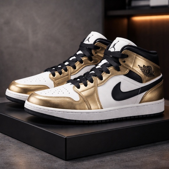 Brand New 🔥🔥🔥🔥Rear Jordan Athletic Shoes in Gold Black and White Men size 9.5